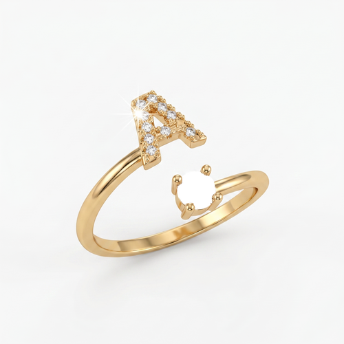 Adjustable Initial Ring "A Gold"